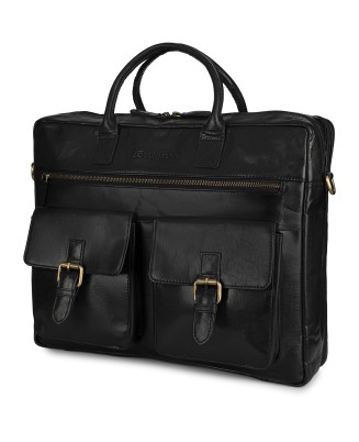 Torba męska skórzana na ramię laptopa duża  biznesowa Beltimore czarna N02