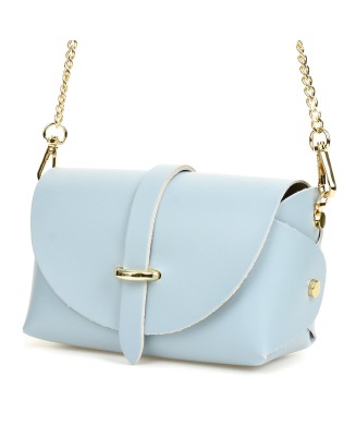 Błękitna kopertówka, mała torebka wizytowa na łańcuszku, elegancka torebka damska włoska Vera Pelle P45