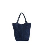 Granatowa torebka damska, duża skórzana torba shopper, torebka A4 do szkoły T49