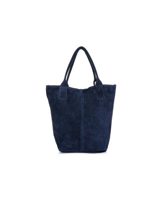 Granatowa torebka damska, duża skórzana torba shopper, torebka A4 do szkoły T49