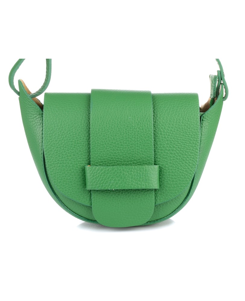 Zielona listonoszka skórzana, mała torebka damska ze skóry, włoska torebka na ramię Vera Pelle X41