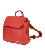 Czerwony skórzany plecak, damski plecaczek ze skóry, mały plecak z klapą Beltimore S41