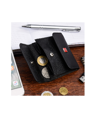 Skórzany portfelik męski banknotówka mały czarny portfel Albatros R86