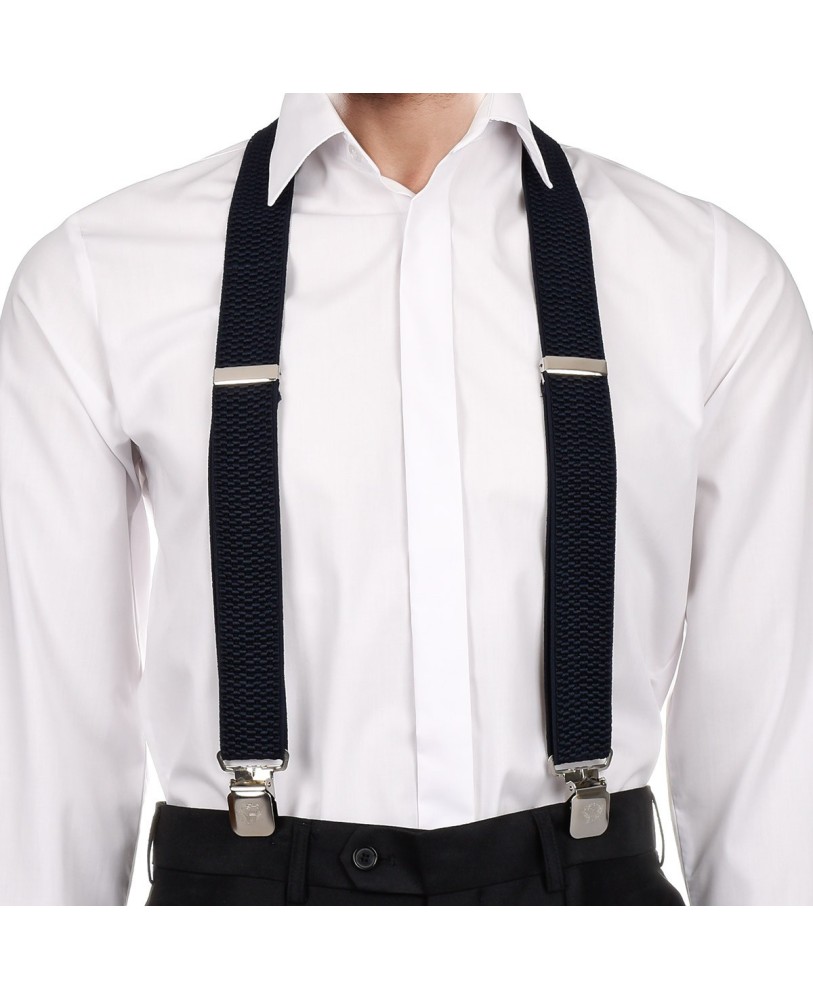 Szelki do spodni męskie eleganckie mocne X granatowe SZ5