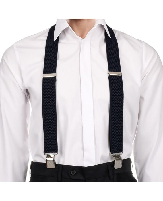 Szelki do spodni męskie eleganckie mocne X granatowe SZ5