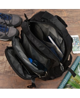 Czarny plecak sportowy miejski trekkingowy wytrzymały T15