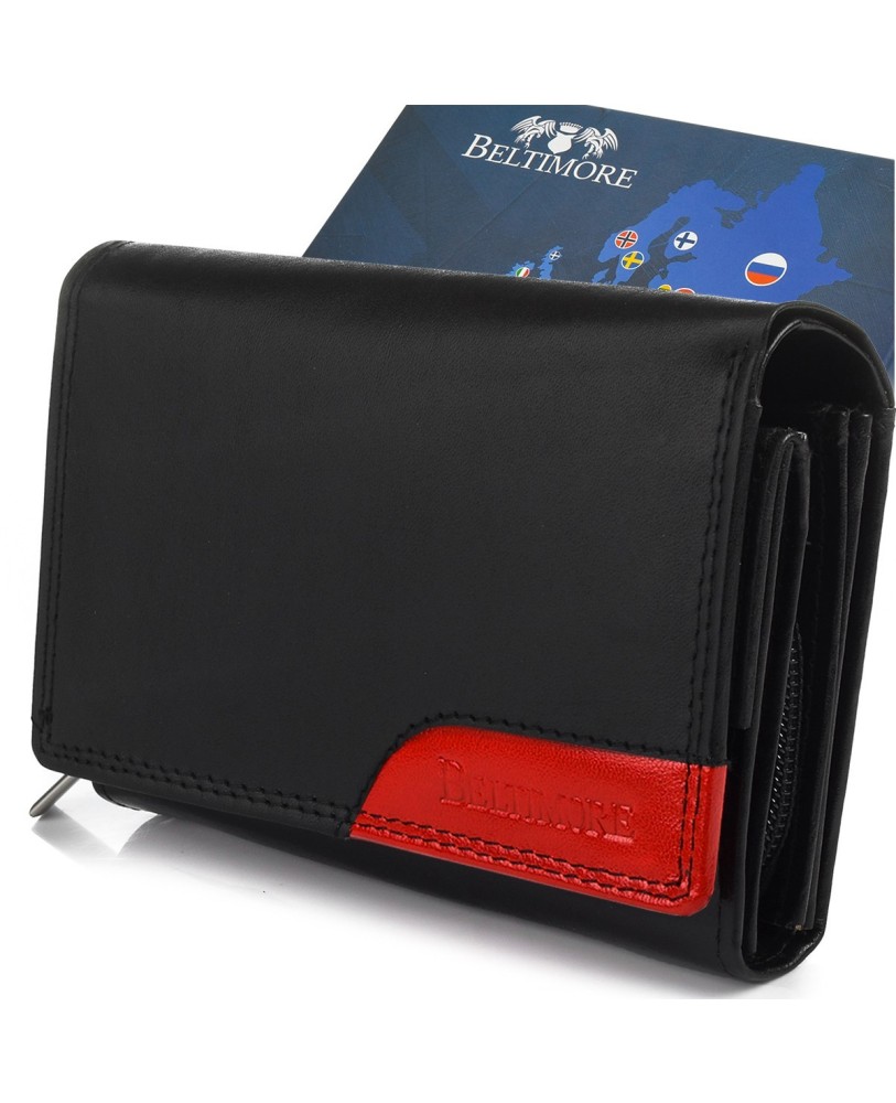 Damski portfel skórzany czarny duży RFiD Beltimore 036