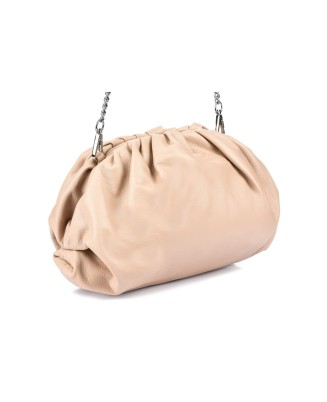 Pudrowo-różowa skórzana torebka damska, mała torebka na łańcuszku B65