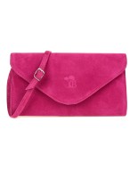 Różowa kopertówka na pasku, mała torebka kopertówka, elegancka kopertówka skórzana Beltimore W19