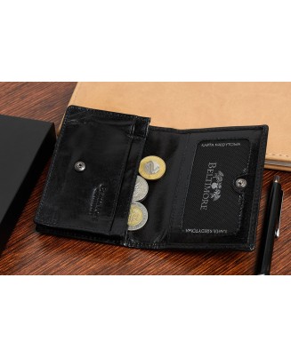 Etui na wizytówki karty czarne skórzane portfel slim Beltimore G94