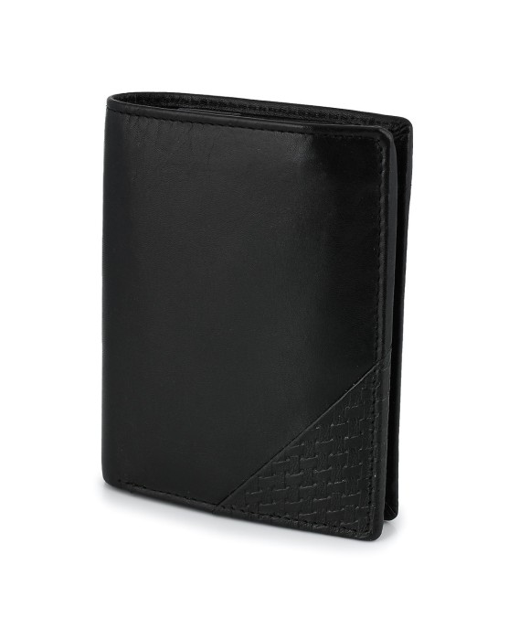Czarny Męski portfel skórzany pionowy klasyczny RFiD Beltimore R67