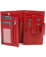 Czerwony skórzany portfel damski, pionowy portfel RFiD Beltimore 039