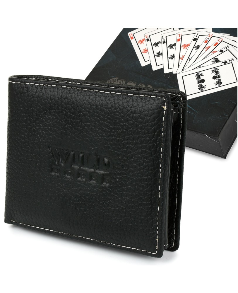Czarny portfel, duży portfel męski RFiD, skórzany portfel dla mężczyzny Wild Horse G83