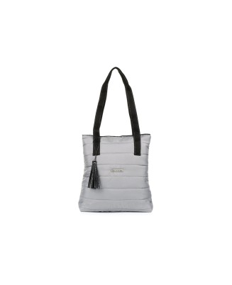 Szara pikowana torebka, pojemna torba na zakupy, duża torebka damska, oryginalna torebka Beltimore W90