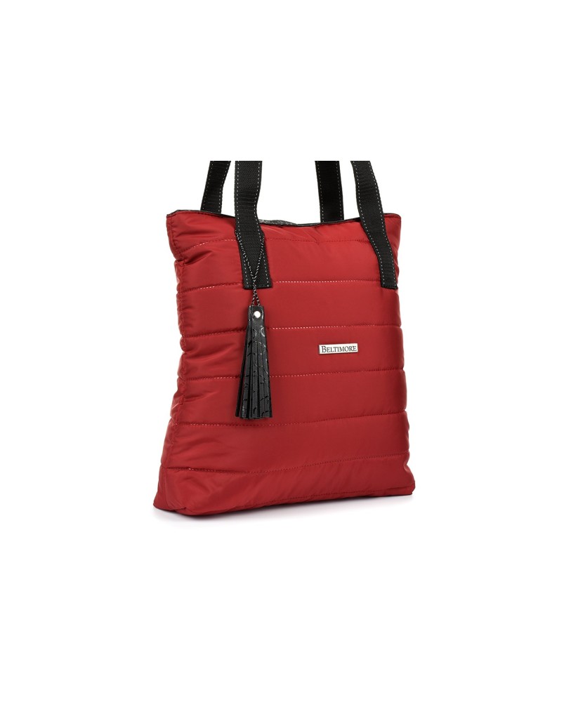 Bordowa pikowana torebka, pojemna torba na zakupy, duża torebka damska, oryginalna torebka Beltimore W90