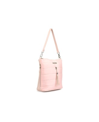 Różowa torebka, pikowana torebka damska, solidna i pojemna shopperka, miękka torebka damska Beltimore W91
