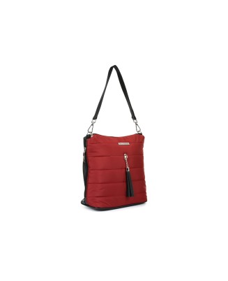 Bordowa torebka, pikowana torebka damska, solidna i pojemna shopperka, miękka torebka damska Beltimore W91