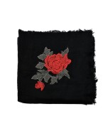 Czarna ciepła chusta damska szal z wyszywaną różą duża Q80