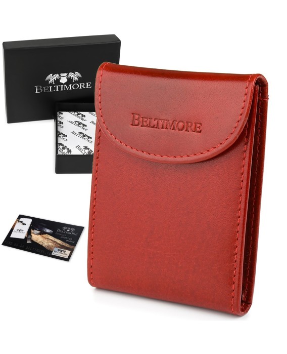 Etui na wizytówki czerwone skórzane okładki portfel Beltimore G90
