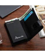Czarne etui na karty kredytowe RFID, skórzane etui na dokumenty Alessandro Paoli Z18 Z18 