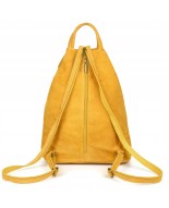Musztardowy plecak zamszowy, skórzany plecaczek damski, włoski plecak Vera Pelle T53