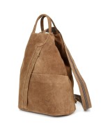 Taupe plecak zamszowy, skórzany plecaczek damski, włoski plecak Vera Pelle T53