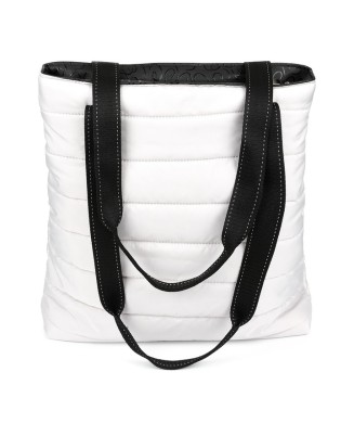 Jasnoszara pikowana torebka, pojemna torba na zakupy, duża torebka damska, oryginalna torebka Beltimore W90