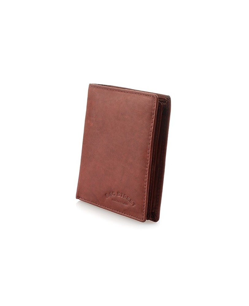 Wiśniowy pionowy portfel męski, prosty klasyczny portfel dla niego Bag Street 884
