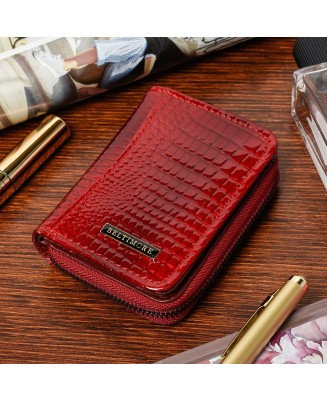 Czerwony mały portfel damski skórzany lakierowany Beltimore A05