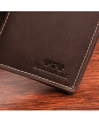 Ciemnobrązowy duży portfel skórzany męski skóra nubuk Beltimore vintage G71