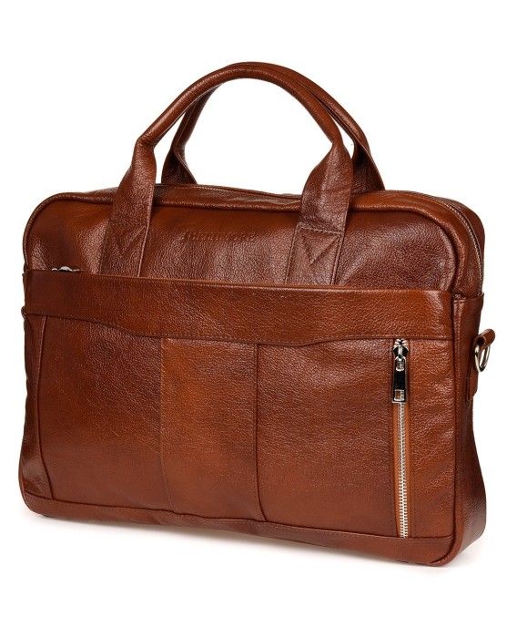 Skórzana torba na laptop duża męska pojemna premium Beltimore brązowa J13