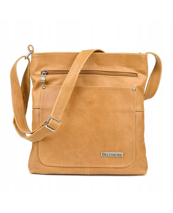 Torebka skórzana damska listonoszka A4 pojemna camel Beltimore 974