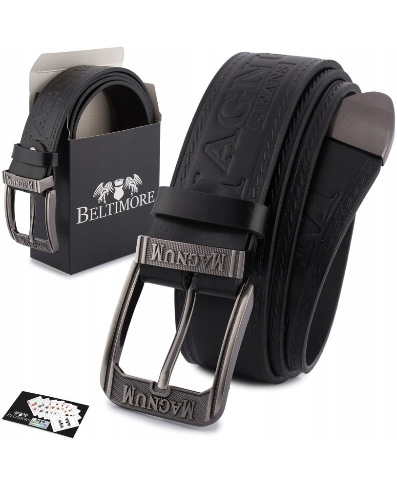 Pasek męski skórzany premium szeroki 4cm klasyczny czarny Beltimore Jeans E04