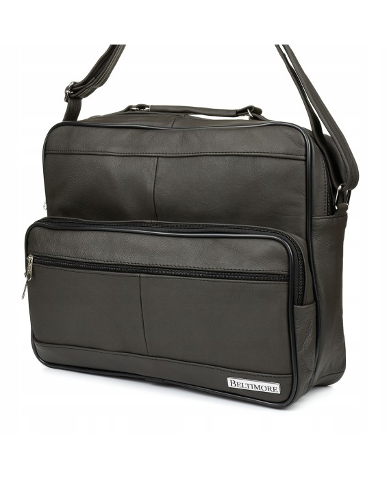 Brązowa torba męska, skórzana torba do pracy, torba A4 na laptopa Beltimore F70