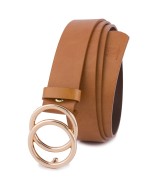 Skórzany pasek damski do spodni sukienki koła klasyczny camel Beltimore B09