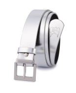 Skórzany pasek damski do spodni sukienki srebrny skóra nat 3 cm Beltimore D70