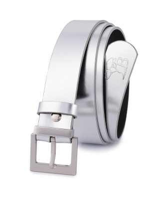 Skórzany pasek damski do spodni sukienki srebrny skóra nat 3 cm Beltimore D70