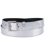 Skórzany pasek damski do spodni sukienki srebrny skóra nat 3 cm Beltimore D70