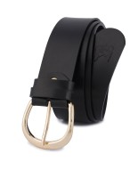 Skórzany pasek damski do spodni sukienki czarna skóra nat 4 cm Beltimore D83