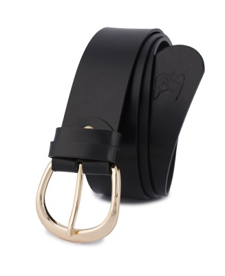 Skórzany pasek damski do spodni sukienki czarna skóra nat 4 cm Beltimore D83