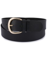 Skórzany pasek damski do spodni sukienki czarna skóra nat 4 cm Beltimore D83