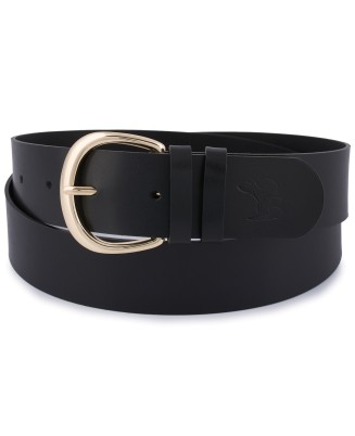 Skórzany pasek damski do spodni sukienki czarna skóra nat 4 cm Beltimore D83
