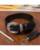 Skórzany pasek damski do spodni sukienki czarna skóra nat 3 cm Beltimore D95