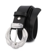 Skórzany pasek damski do spodni sukienki czarna skóra nat 3 cm Beltimore D95