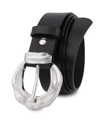 Skórzany pasek damski do spodni sukienki czarna skóra nat 3 cm Beltimore D95