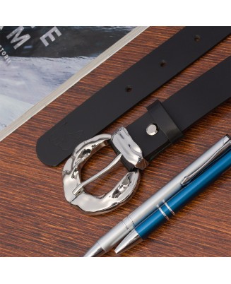 Skórzany pasek damski do spodni sukienki czarna skóra nat 3 cm Beltimore D95