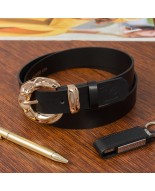 Skórzany pasek damski do spodni sukienki czarna skóra nat 3 cm Beltimore D96