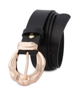 Skórzany pasek damski do spodni sukienki czarna skóra nat 3 cm Beltimore D96
