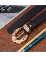 Skórzany pasek damski do spodni sukienki czarna skóra nat 3 cm Beltimore D96