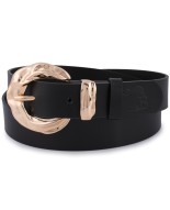 Skórzany pasek damski do spodni sukienki czarna skóra nat 3 cm Beltimore D96